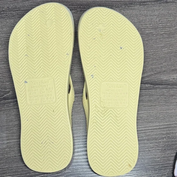 Women’s Pale Yellow Flip Flop Sandals - Casual Beach Slides - Picture 4 of 4